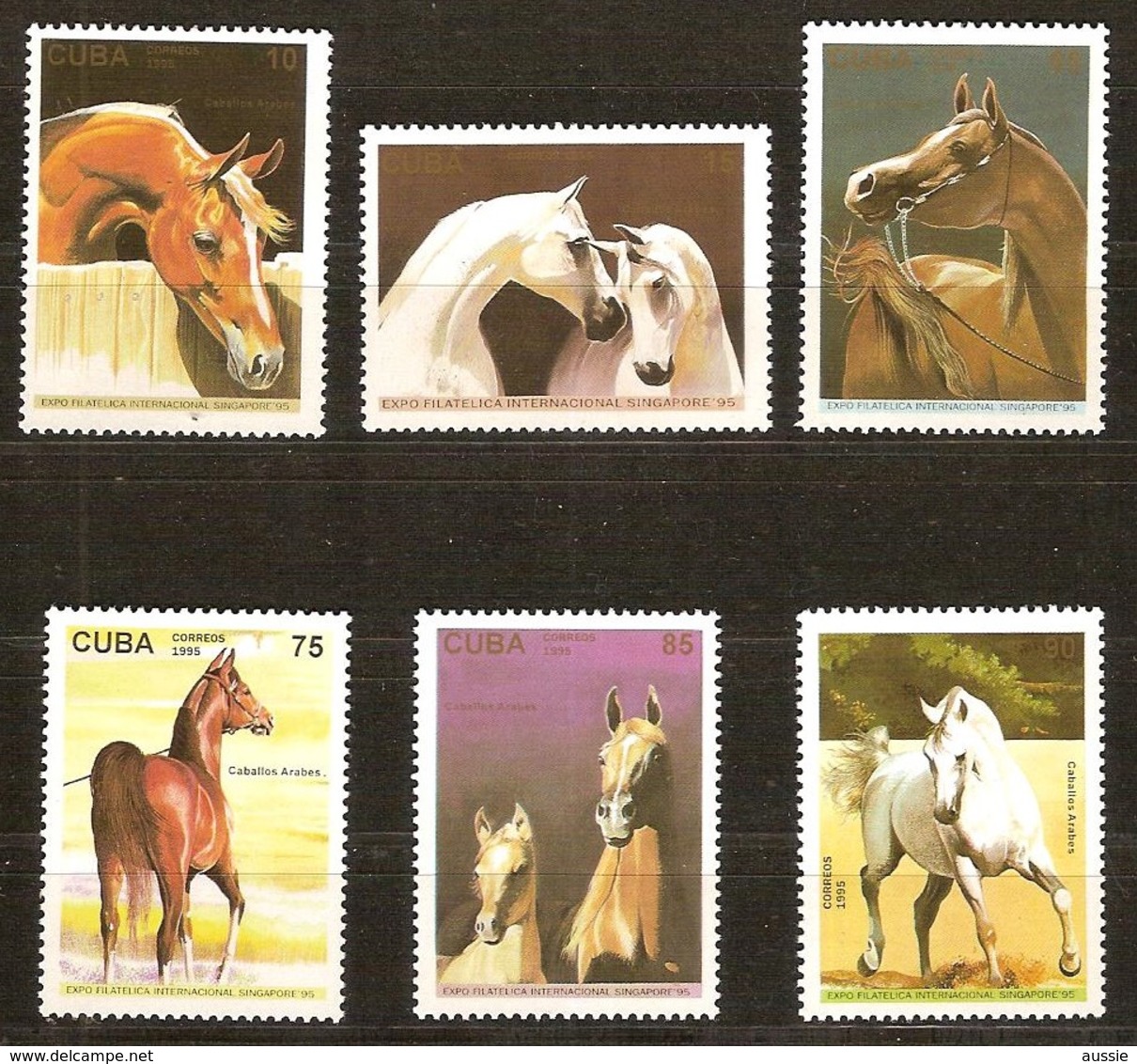 Cuba 1995 Yvertn° 3455-3460 *** MNH Cote 12,50 Euro Faune Chevaux Horses Paarden - Neufs