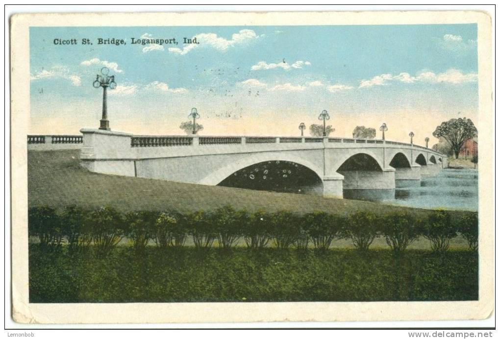 USA, Cicott St. Bridge, Logansport, Indiana, 1916 Used Postcard [10256] - Autres & Non Classés