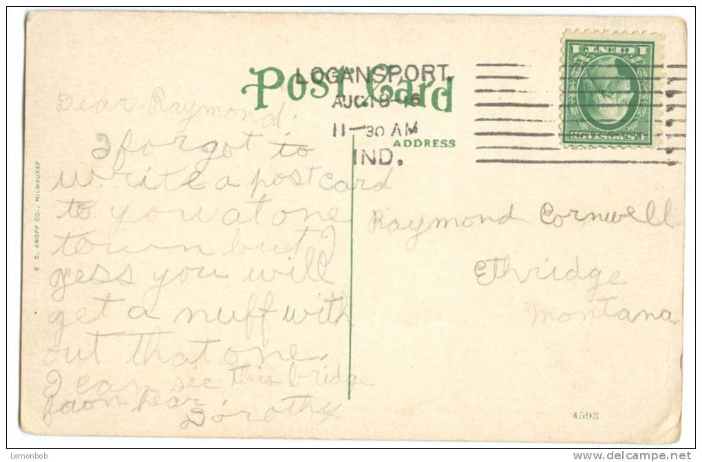 USA, Cicott St. Bridge, Logansport, Indiana, 1916 Used Postcard [10256] - Autres & Non Classés