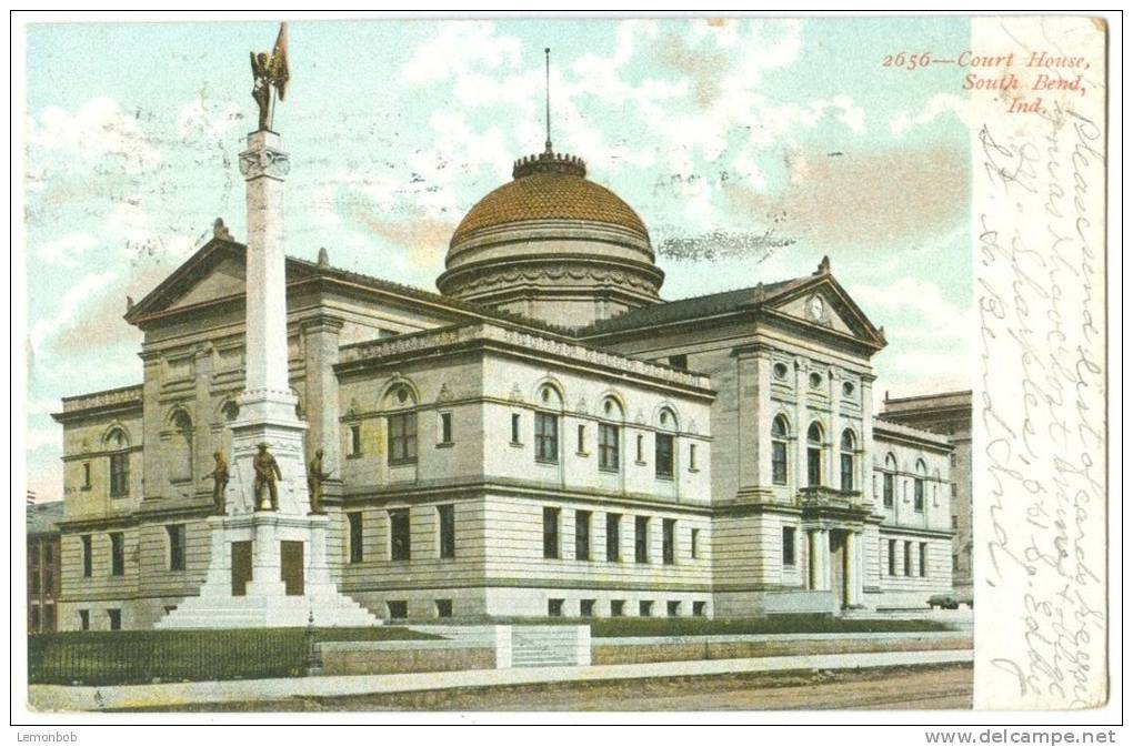 USA, Court House, South Bend, Indiana, 1907 Used Postcard [10257] - South Bend