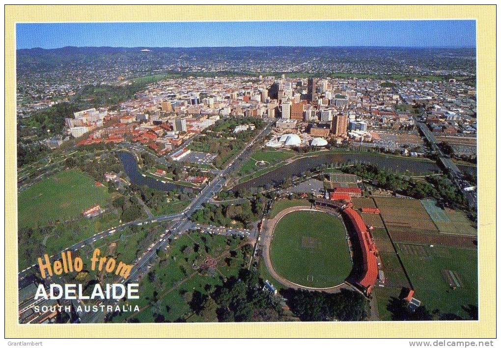 Aerial View Of Adelaide With Oval, River Torrens And City Centre, SA - Australian Souvenirs Adel 12 Unused - Adelaide