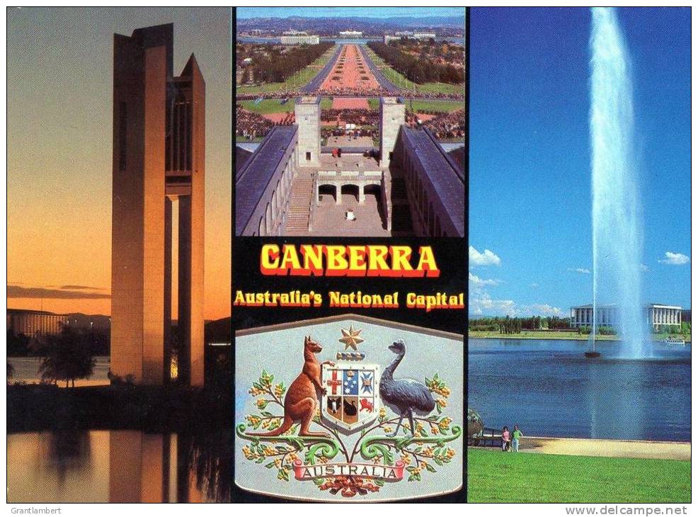 Canberra With Carillon Left, War Memorial And Captain Cook Jet - Nucolorvue RP583 Unused - Canberra (ACT)