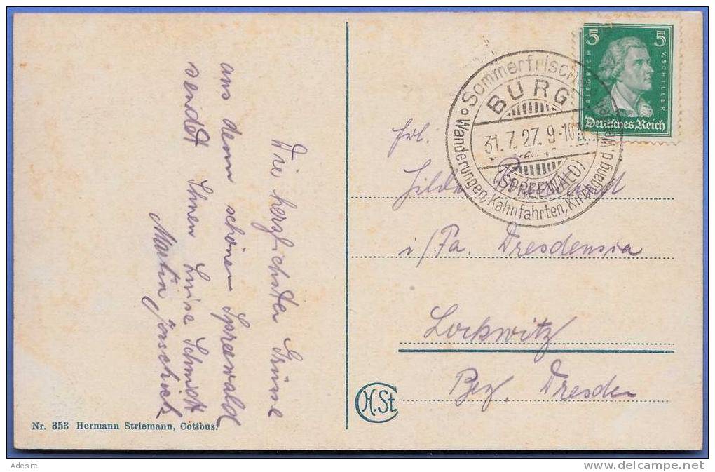 Mädchen Beim Unterwäsche Waschen, Sehr Hübsche Karte, Gelaufen 1927, Sonder Stempel Burg Spreewald - Sonstige & Ohne Zuordnung