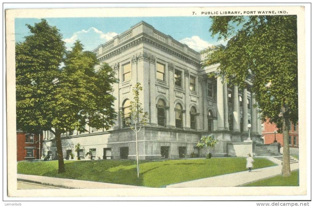 USA, Public Library, Fort Wayne, Indiana, 1920 Used Postcard [10270] - Fort Wayne