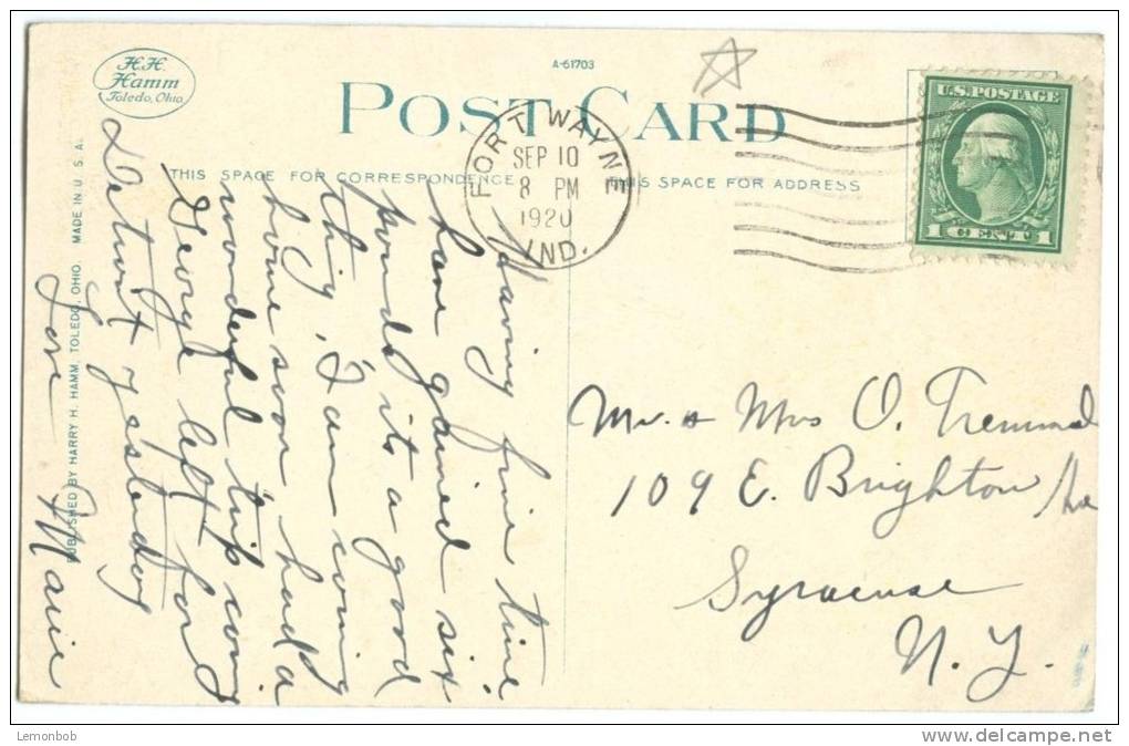 USA, Public Library, Fort Wayne, Indiana, 1920 Used Postcard [10270] - Fort Wayne
