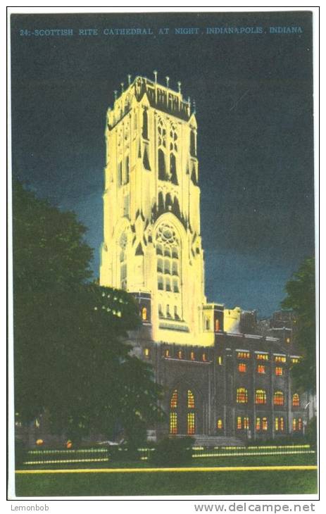 USA, Scottish Rite Cathedral At Night, Indianapolis, Indiana, Unused Postcard [10271] - Indianapolis