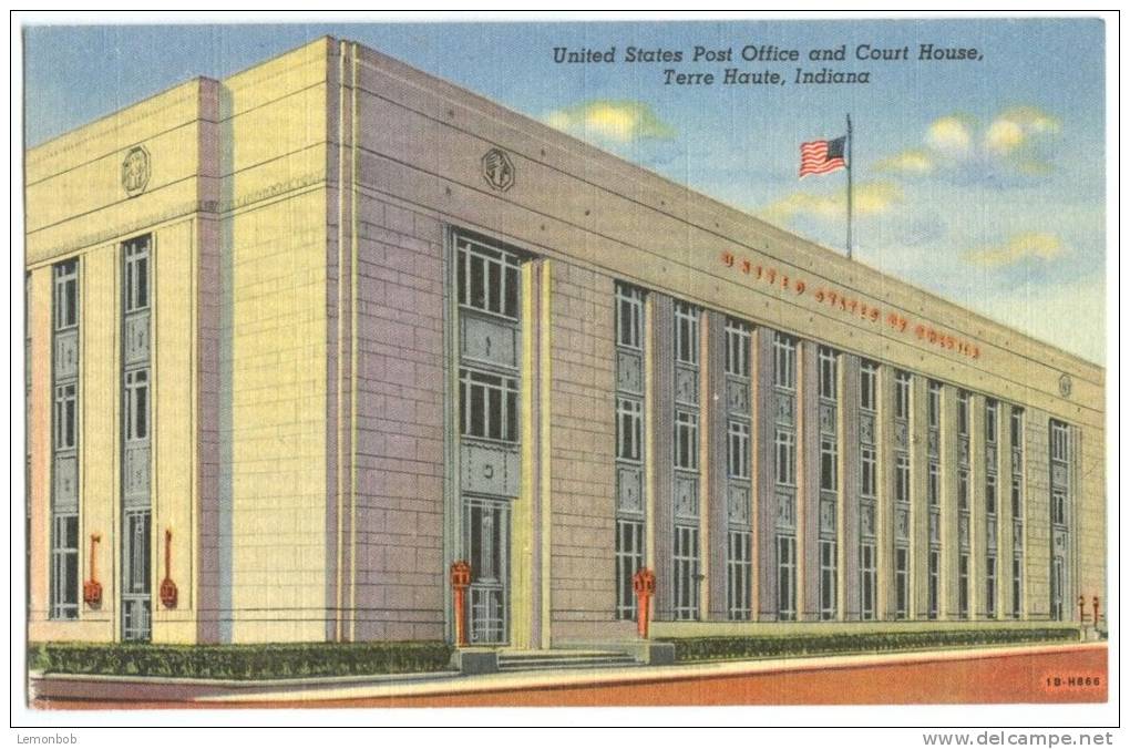 USA, United States Post Office And Court House, Terre Haute, Indiana, Unused Linen Postcard [10274] - Other & Unclassified