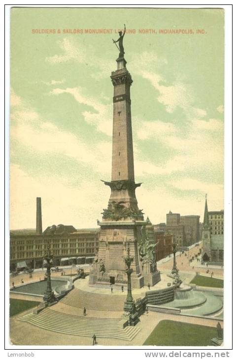 USA, Soldiers & Sailors Monument Looking North, Indianapolis, Indiana, 1913 Used Postcard [10277] - Indianapolis