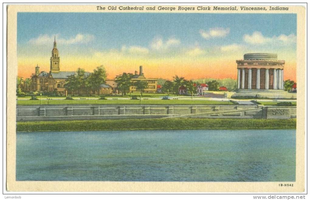 USA, The Old Cathedral And George Rogers Clark Memorial, Vincennes, Indiana, Unused Linen Postcard [10285] - Autres & Non Classés