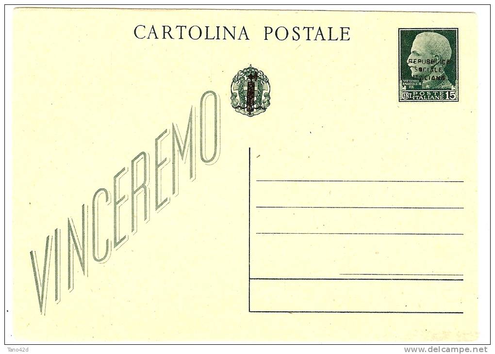ITALIE - RSI - EP CP IMPERIALE 15c SURCHARGE MANUELLE NEUVE  - FILAGRANO N° 103B - Stamped Stationery