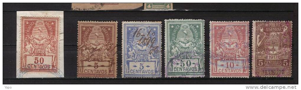 ARGENTINE: Lot 6 Timbres Taxe Ou De Service, Année 1897, 1898, 1899, 1903, 1917 - Officials