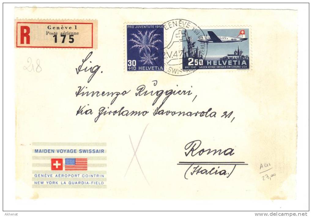 TZ218 - SVIZZERA ,  FRONTESPIZIO Di Raccomandata Da Ginevra 2/5/47. - Andere & Zonder Classificatie