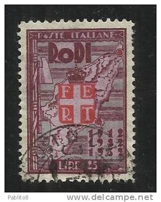 EGEO 1932 OCCUPAZIONE E RIVOLUZIONE FASCISTA LIRE 25 TIMBRATO USED - Egée