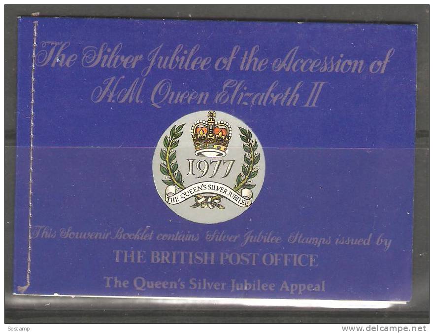 Great Britain GB 1977 Silver Jubilee Booklet With Block 4 9pP And  Black Print 9p Sheetlet - Libretti