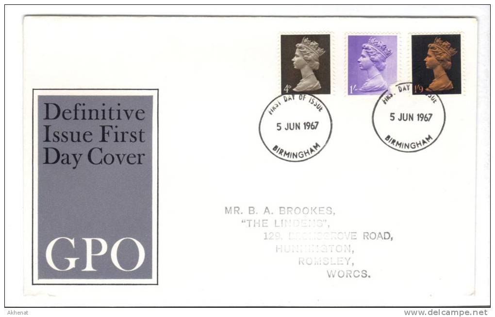 TZ227 - GRAN BRETAGNA Machin , 3 Valori Su FDC 5/6/67 - 1952-71 Ediciones Pre-Decimales