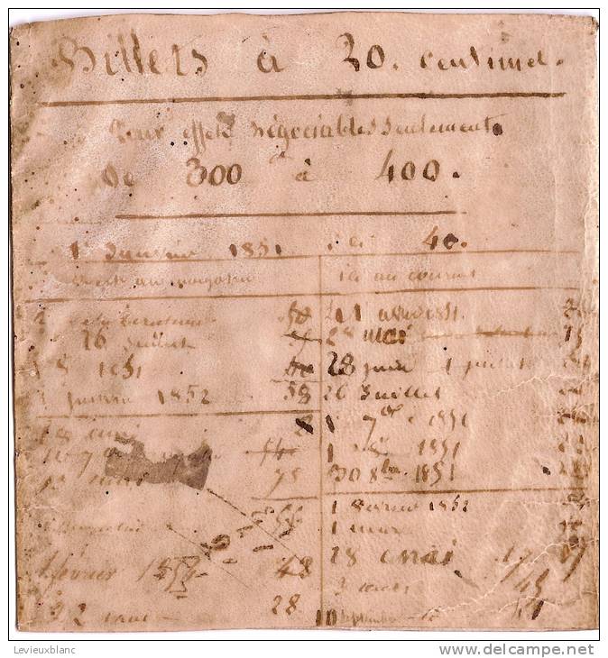 Billet/ Bandeau De Liasse/ Parchemin Vélin/ Pour Billets à Vingt Centimes/1851-53               BIL36 - Assignats & Mandats Territoriaux