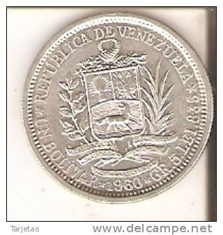 MONEDA DE PLATA DE VENEZUELA DE 1 BOLIVAR DEL AÑO 1960  (COIN) SILVER,ARGENT. - Venezuela