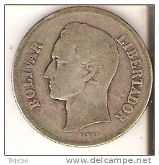 MONEDA DE PLATA DE VENEZUELA DE 2 BOLIVARES DEL AÑO 1922  (COIN) SILVER,ARGENT. - Venezuela