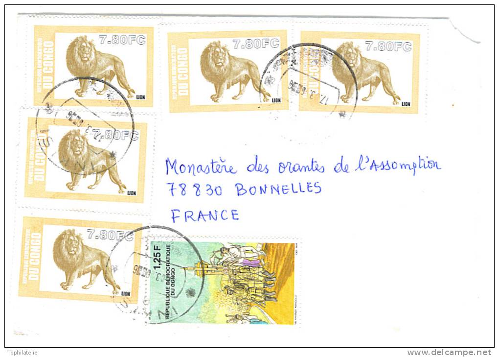 VEND TIMBRES DE LA REPUBLIQUE DEMOCRATIQUE DU CONGO N° 1521 + 1522AQ X 5 DONT 1 PAIRE , SUR LETTRE !!!! - Brieven