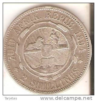 MONEDA DE PLATA DE SUDAFRICA DE 2 SHILLINGS DEL AÑO 1894 (COIN) SILVER,ARGENT. - Sudáfrica