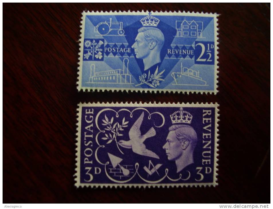 G.B. 1946  PEACE  ISSUE TWO VALUES  SET Of  11th.JUNE  MNH. - Unused Stamps