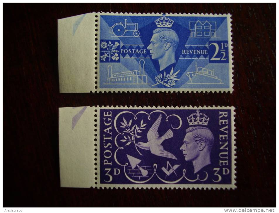 G.B. 1946  PEACE  ISSUE TWO VALUES  SET Of  11th.JUNE  MNH. - Unused Stamps