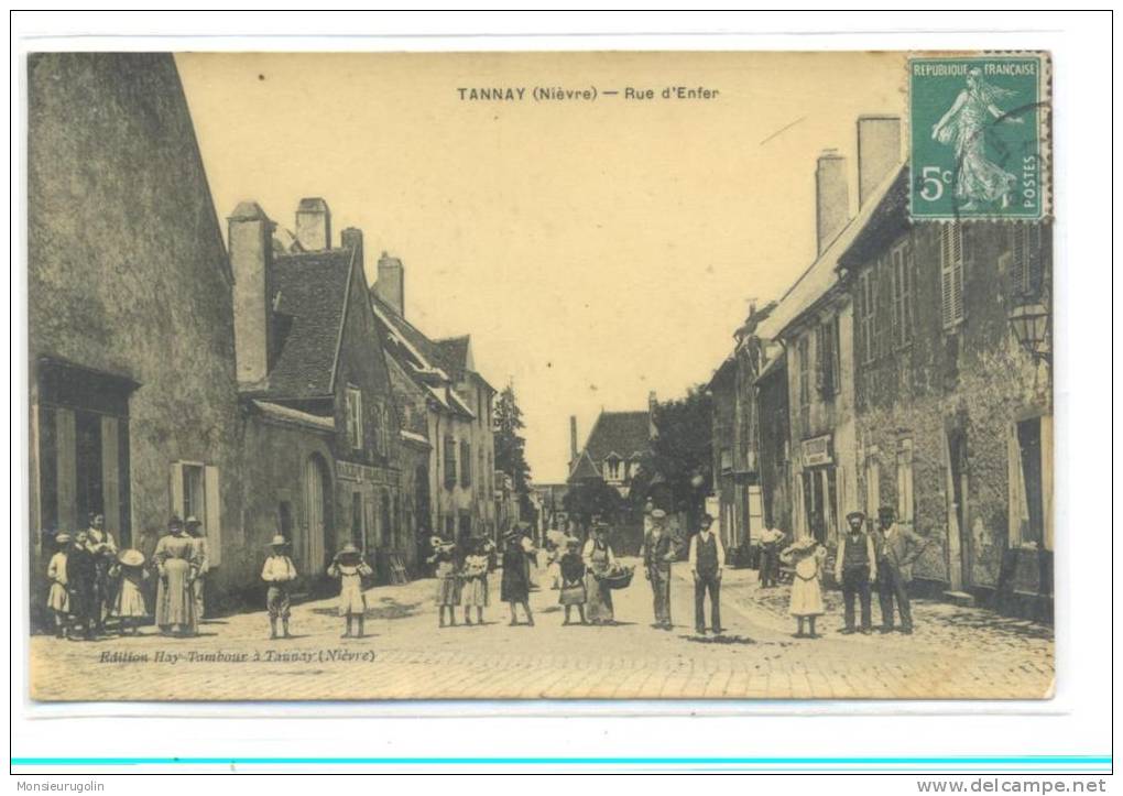 58 )) TANNAY   Rue D'enfer   ANIMEE   Edit Fay   Carte Vernissée - Tannay