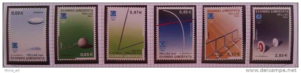 Greece / Grece / Grecia / Griechenland  2003 Athens 2004 Sports Equipment Set MNH P0016 - Summer 2004: Athens