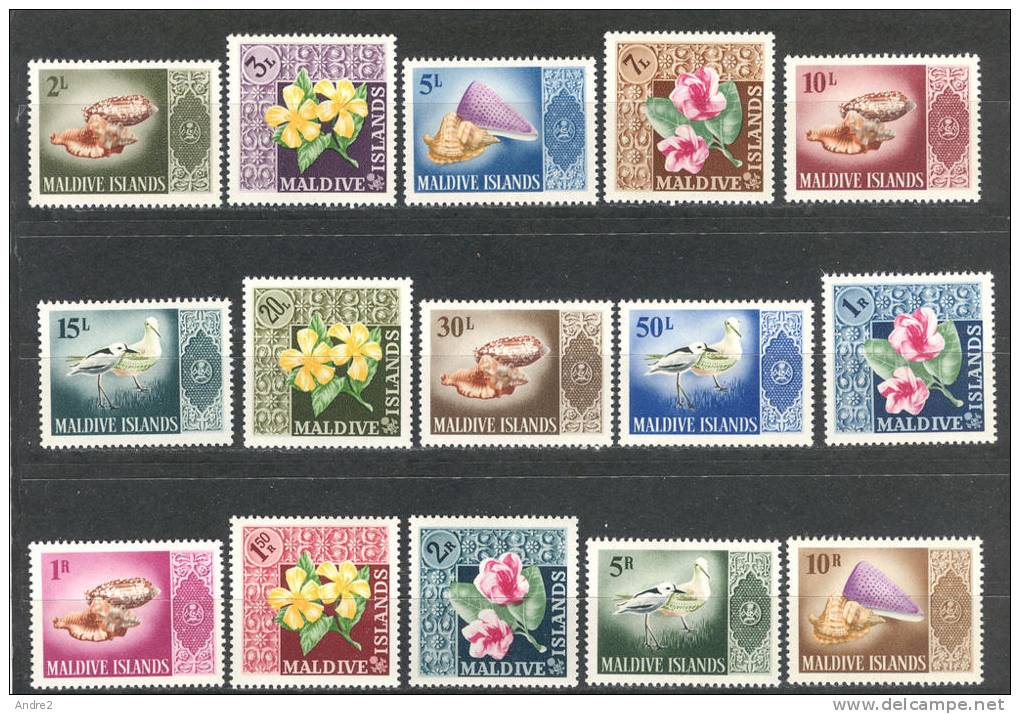 Maldive Islands - Maldives 1966 Fauna & Flora : Shels And Flowers 2L To 10R   ***  MNH - Maldives (1965-...)
