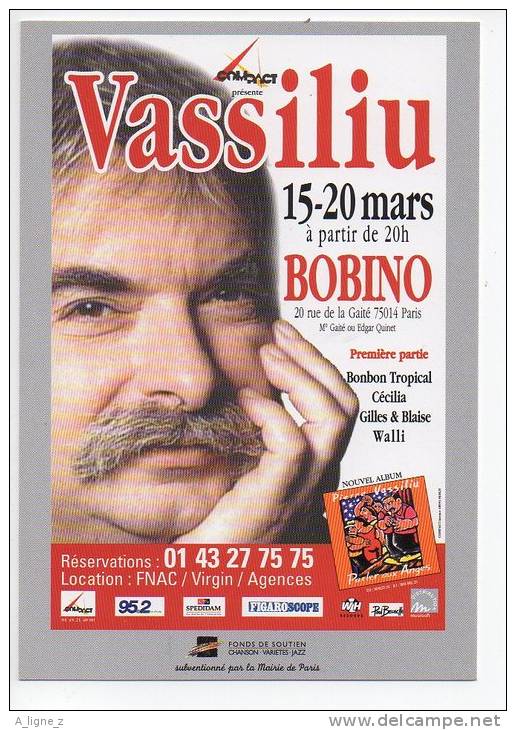 Ref 75 - Artiste - Carte à Pub Pierre Vassiliu Bobino 1999 - Artisti