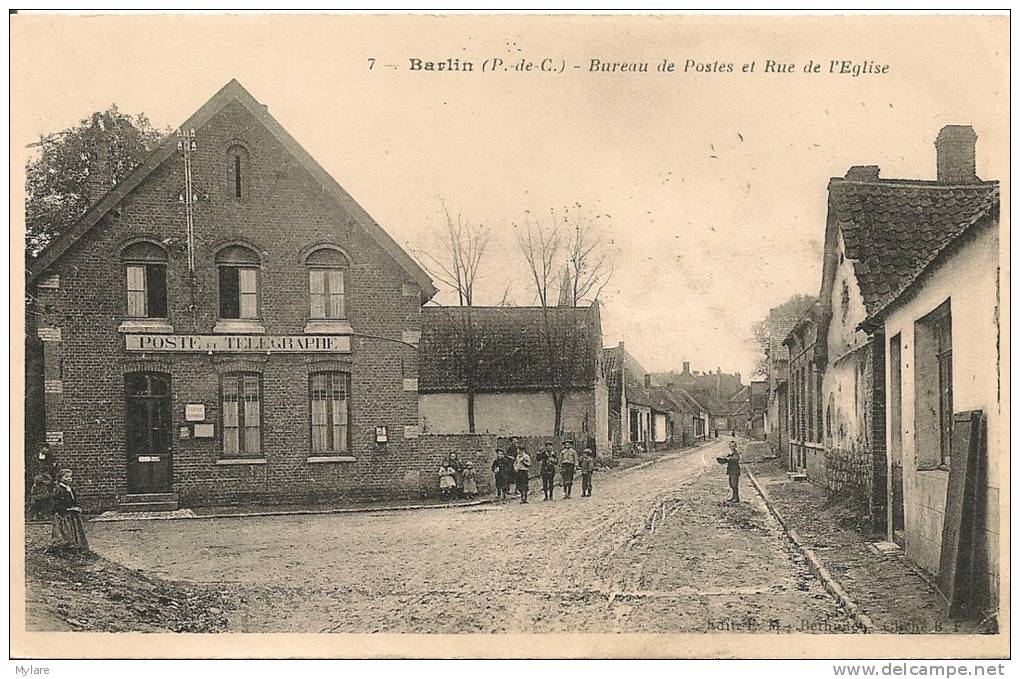 Cpa62 Barlin Rue De L´église, Bureau De Poste - Barlin