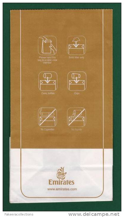 EMIRATES AIRLINES 2012 AIR SICKNESS BAG - UAE - Waste Bag / Airsickness Bag / Refuse Bag / Sac Pour Déchets - Papiere