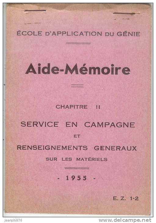 Aide-mémoire école D´application Du Génie Service En Campagne Et Renseignements Généraux - Tedesco