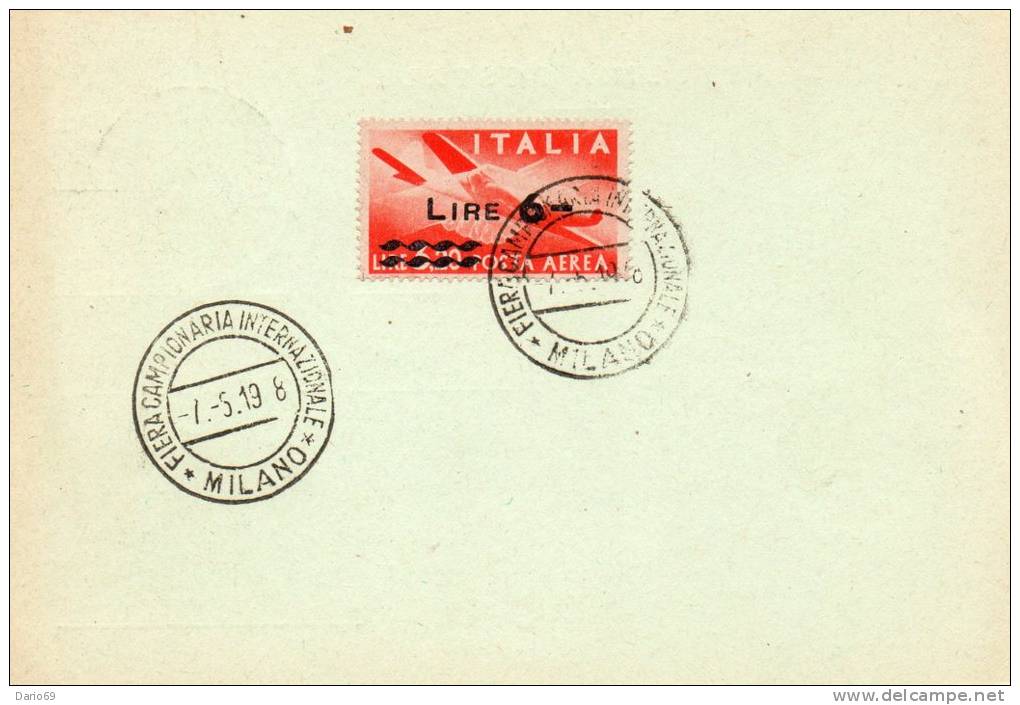 1919   CARTOLINA  CON ANNULLO FIERA CAMPIONARIA INTERNAZIONALE MILANO - Storia Postale (Posta Aerea)
