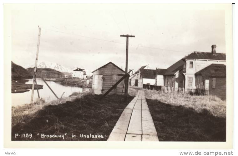 Unalaska AK Alaska, 'Broadway' Village Lane Wooden Planks, On C1940s/50s Vintage Real Photo Postcard #P-1389 - Other & Unclassified
