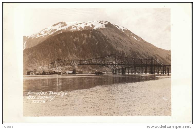 Juneau AK Alaska, Douglas Bridge (now Juneau-Douglas Bridge) C1930s Vintage Real Photo Postcard - Juneau