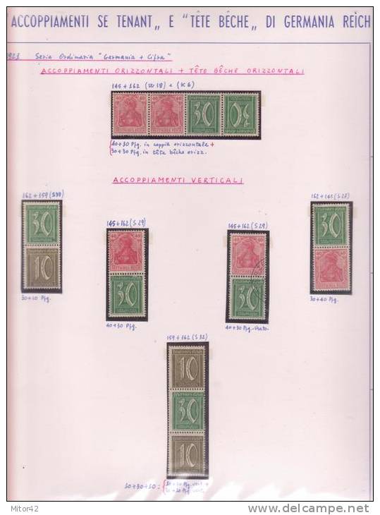 Germania Reich:Specializzazione:"Accoppiamenti se-tenant e tête-bêche"-"Zusammendruck und tete-Becher