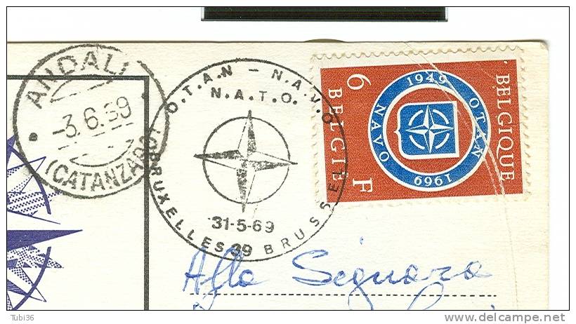 BELGIO, NATO  1969, TIMBRO TARGHETTA  BRUXELLES 1971, - OTAN
