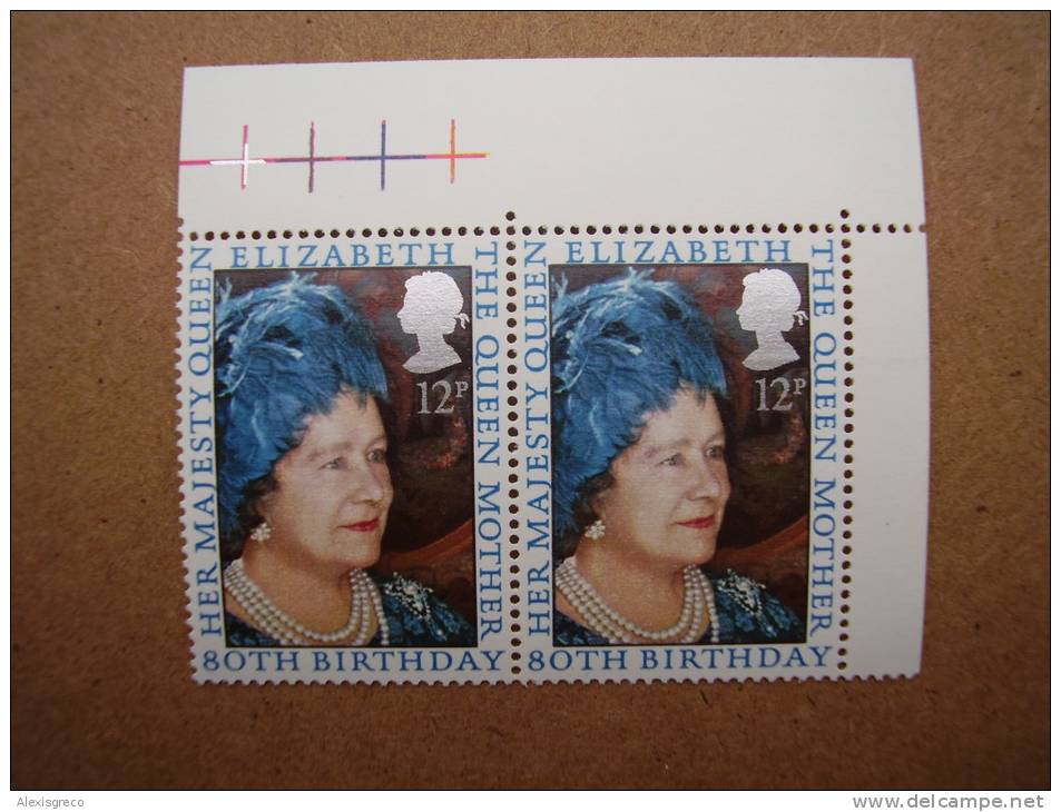 GB 1980 QUEEN MOTHER 80th.BIRTHDAY Issue Of 12p Value MNH MARGINAL CORNER PAIR MNH. - Unclassified
