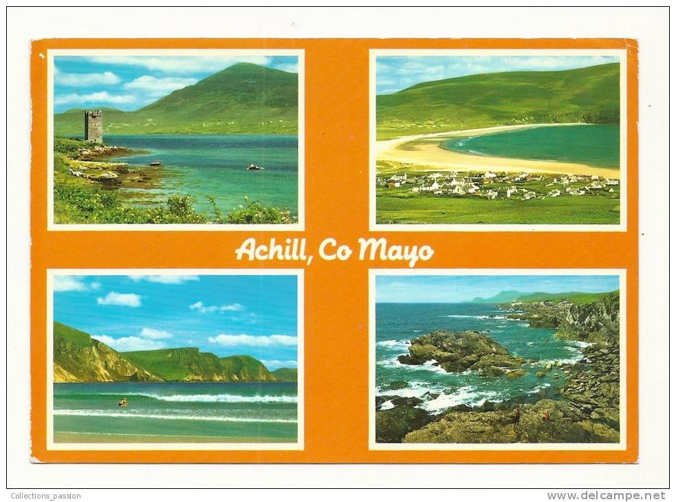 Cp, Irlande, Achill, Multi-Vues, Voyagée 1988 - Mayo