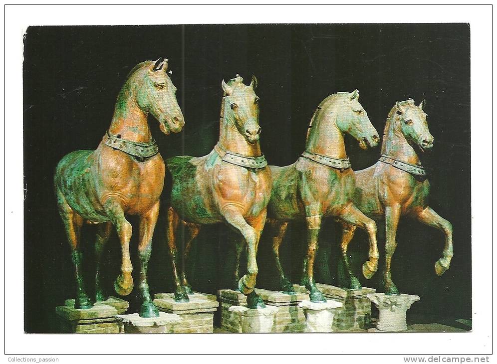 Cp, Sculptures, Venezia (Italie) - Les Chevaux Originaux De La Basilique De S. Marc, Voyagée 1989 - Sculptures