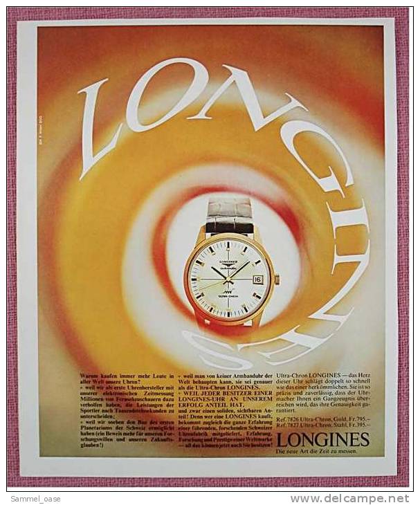 Reklame Werbeanzeige  -  Armbanduhr LONGINES  -  Die Neue Art Die Zeit Zu Messen  -  Von Ca.1970 - Sonstige & Ohne Zuordnung
