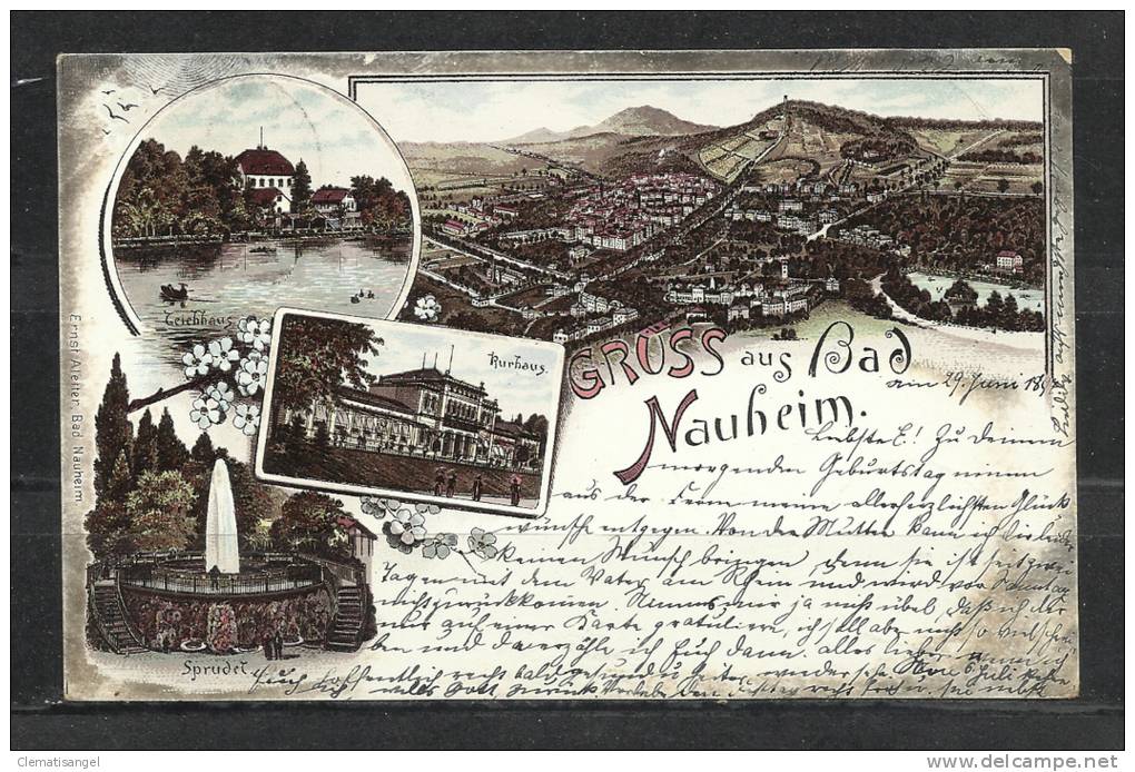 SELTEN!! BAD NAUHEIM * LITHO VON 1894 * MIT VIER ANSICHTEN **!! - Bad Nauheim