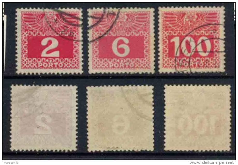 AUTRICHE / 1908 - 1910  TIMBRES TAXE OBLITERES / COTE + 65.00 EUROS (ref T1354) - Strafport