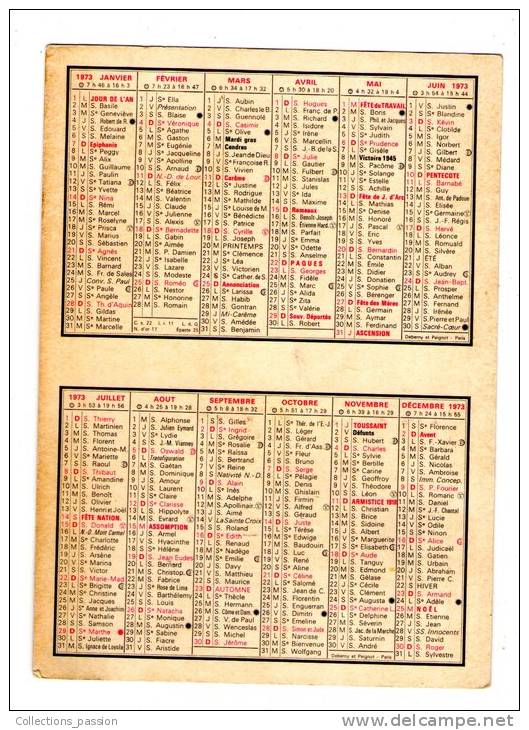 Calendrier , Petit Format , 9.5 X 13 Cm , 1973 , Ambulances SAINT DENIS , Pierrefitte , Saint Denis - Small : 1921-40