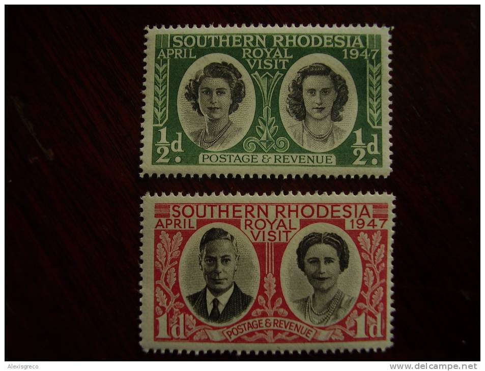 SOUTHERN RHODESIA (ZIMBABWE) 1947 ROYAL VISIT Issue Of 1st.April - TWO Values. - Rhodésie Du Sud (...-1964)