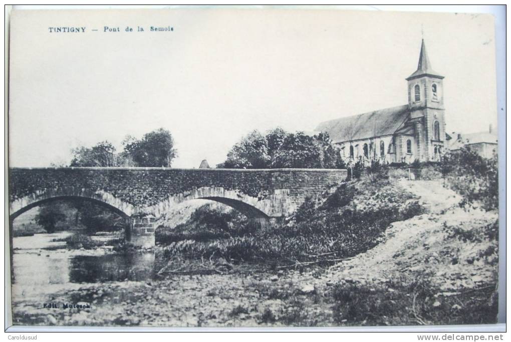 CP RARE  Tintigny Le Pont Vue De La Semois Chemin Lavandiere Eglise Mutesch Desaix Rare Sous Cet Angle - Tintigny