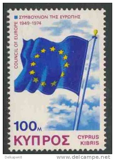 Cyprus Chypre Zypern 1975 Mi 424 YT 419 ** 25th Ann. Of Council Of Europe - Council Flag / Europarat-Flagge / Drapeau - Postzegels