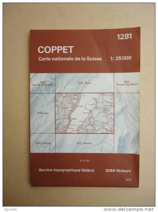 SUISSE - COPPET  Carte Nationale De La Suisse No 1281 - 1:25000 - 1974 - Mapas Topográficas