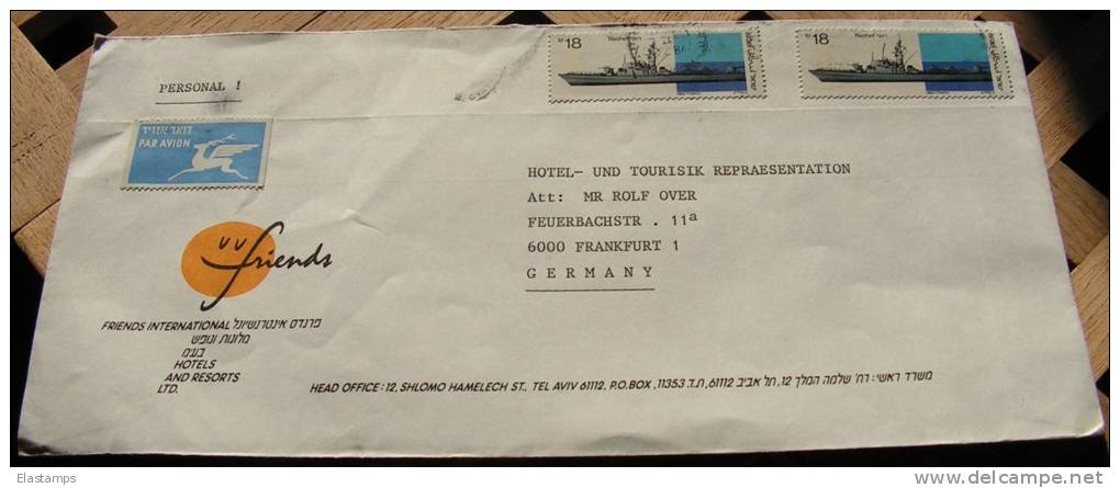 ISRAEL 1984 NACH DE , PAR AVION,ship,schife - Airmail